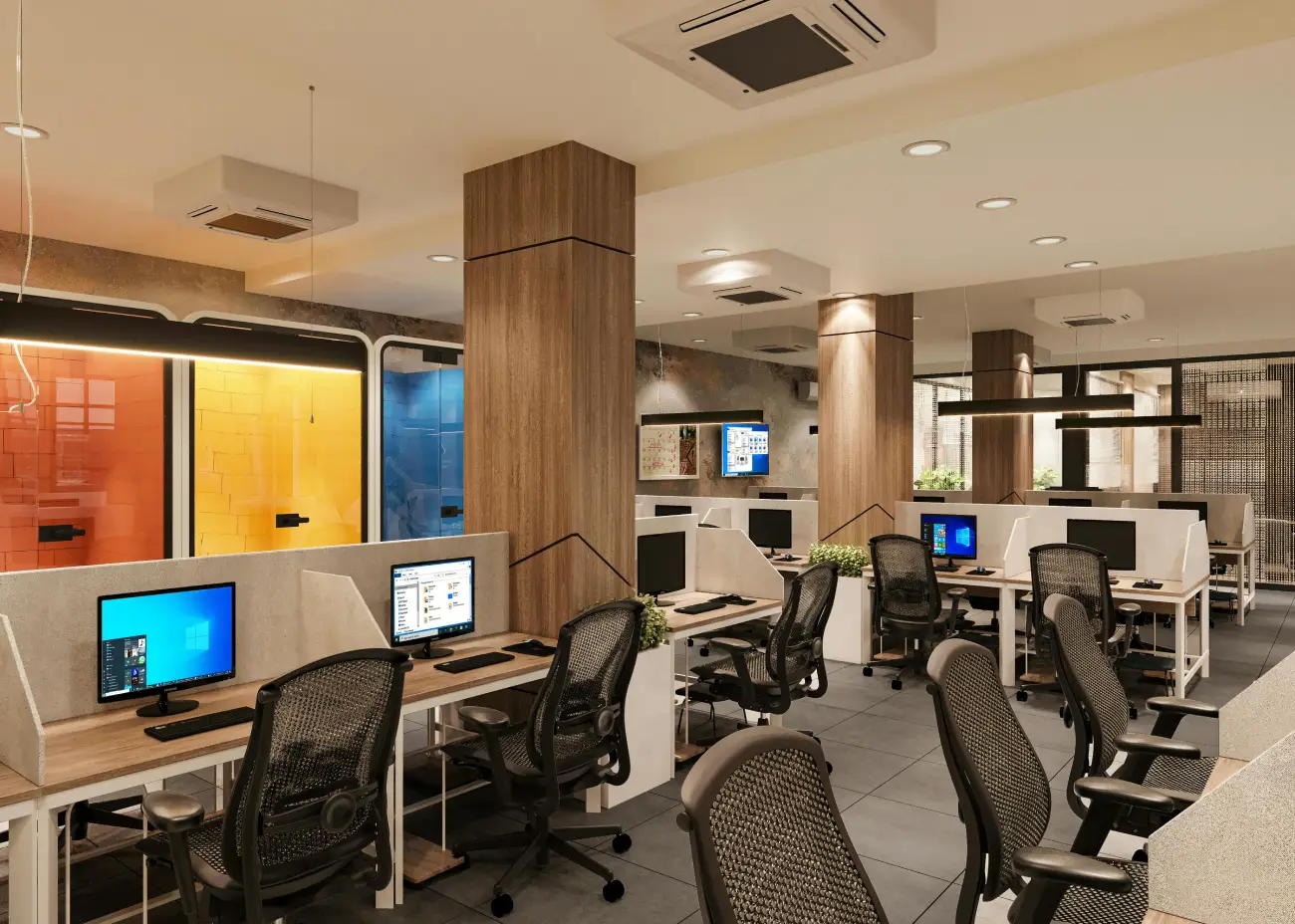 Modern Open Plan Office Workspace Layout